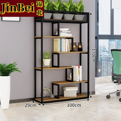 锦北铁艺置物架绿植花架隔断收纳架书架办公室餐厅装饰架 五层长100cm