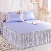 美帮汇冰丝软凉席子可机洗水洗折叠三件套1.8m2床1.5米可机洗夏季床裙款