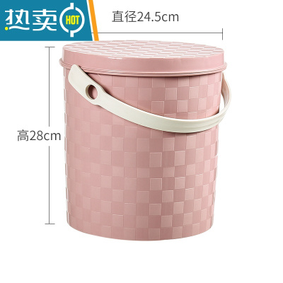 敬平带盖塑料桶凳子时尚储物小号水桶家用洗澡洗车钓鱼桶凳加厚 北欧粉15L大号