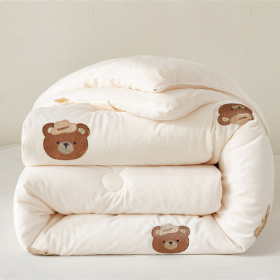 小清新卡通刺绣大豆纤维被加厚恒温保暖冬被子学生宿舍单人棉被芯