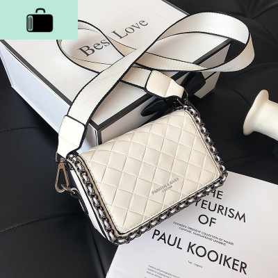 包包女2020新款高级感菱格链条小方包时尚百搭宽肩带单肩斜挎包潮NEW LAKE女斜挎包