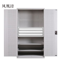 凤凰泾工具柜加厚铁皮储物柜工厂车间用带抽屉汽修多功能收纳柜通门内三抽柜灰白色