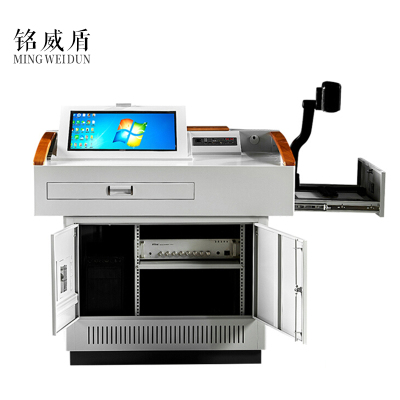 铭威盾学校多媒体讲台钢制讲台演讲台中控讲台办公桌操作台1140*800*1000mm(钢面款)不含显示器