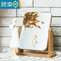 敬平台式化妆镜子桌面家用小型学生宿舍寝室便携可立式男士专用大梳妆 黄色小号(超清全面屏)便携式用镜