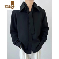 YANXU春季长袖韩版白色衬衫男垂坠感内搭衬衣潮流男士百搭打底宽松上衣