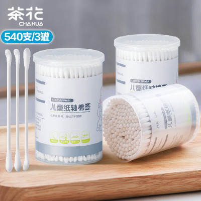 茶花(CHAHUA) 儿童棉签掏耳朵540支纸轴棉头耳孔鼻孔清洁棉棒
