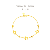周大福珠宝简约星星足金黄金手链计价(工费260元)EOF186