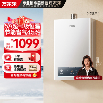万家乐恒温王[全红婵推荐]燃气热水器JSQ30-16P3(F)天然气5A超一级恒温家用16升洗澡一级节能省气防冻