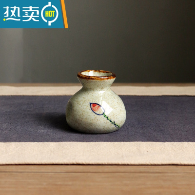 敬平日式复古陶瓷牙签盒创意家用个性罐牙签筒轻奢酒店专用餐厅 淡雅莲布袋牙签筒