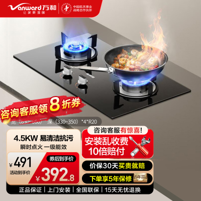 万和燃气灶具家用4.5KW大火力瞬时点火液化气一级能效ML06-X1