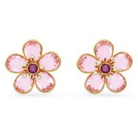 施华洛世奇(SWAROVSKI)女士耳钉天然水晶镶钻花朵造型金 Tone 铬