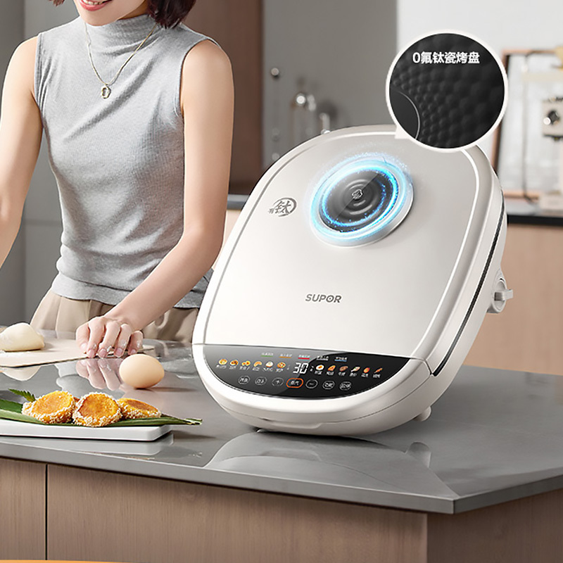 苏泊尔(SUPOR)电饼铛 电饼档家用上下可拆双面加热 加深烙饼锅早餐机 三明治机0氟钛瓷 智能触控 JD32RQ882