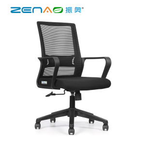 可旋转人体工学电脑椅 透气网面办公椅 培训会议椅 职员椅 家用椅/张(尼龙脚(普网+腰枕)) 黑色