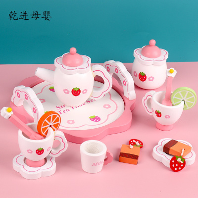 新品直营-儿童过家家玩具做饭套装女孩宝宝女童切切厨房蛋糕2-3-4-5岁6生日白色柠檬茶具套装