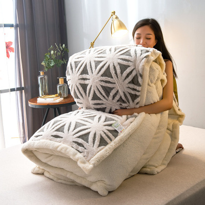 美帮汇秋冬加厚双层舒棉绒毛毯被保暖羊羔绒珊瑚绒盖毯沙发午睡毯
