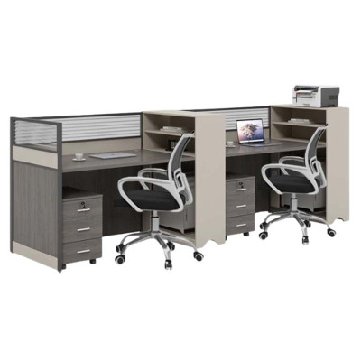 铭威盾职员电脑桌现代简约员工位办公桌位桌椅结合屏风员工位并排双人位(含柜椅)