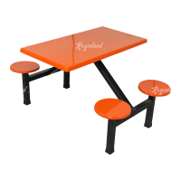 洛诗莲 LSL4040851玻璃钢餐桌椅组合食堂连体餐桌椅钢架圆凳款