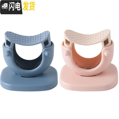 三维工匠无痕粘胶挂拖把夹置物架卫生间墙壁挂钩免打孔强力扫把卡扣固定架 升级款[蓝色1个+粉色1个]