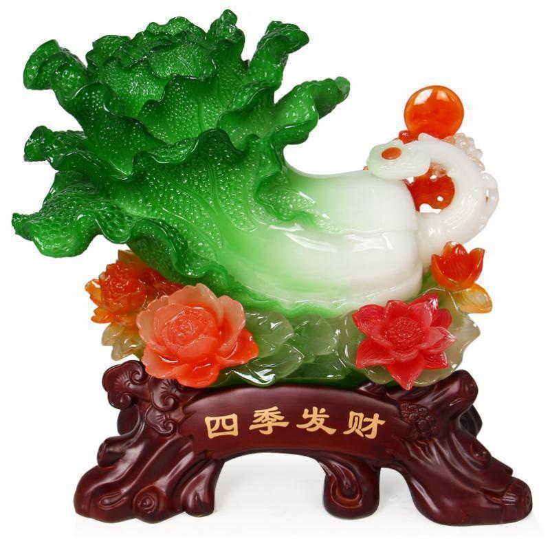 美帮汇玉白菜摆件大号办公室客厅办公桌公司前台收银创意工艺品摆设