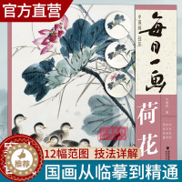 [醉染正版]每日一画 荷花 中国画技法 绘画技法步骤解析图文并茂作品构图临摹欣赏 中国画技法学习 入门到精通专业美术绘画