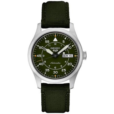SEIKO 男士运动风格自动机械腕表39mm绿色尼龙表带防水设计