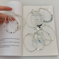 S925纯银碎银蝴蝶结爱心珍珠小花串珠手链组合女手串手绳手饰送女朋友老婆情人节七夕生日礼物