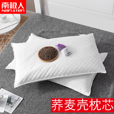 南极人(NanJiren)家纺纯棉全荞麦枕头枕芯全棉一对装壳低枕家用夏天凉枕单人皮助睡眠护颈椎枕硬床上用品