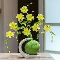 家居客厅摆件陶瓷花插餐桌台面小清新插花花瓶创意电视柜装饰花器 三维工匠 蓝色