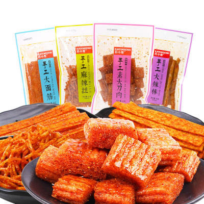 开小差手工素大刀肉/麻辣丝/大面筋香辣味60g*3袋混合口味-