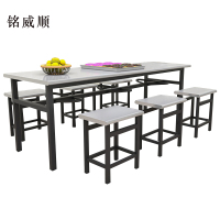 铭威顺不锈钢冷轧钢餐桌学生食堂公司职员户外桌椅组合1.6米餐桌+6把椅