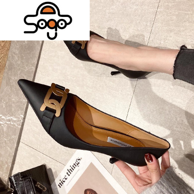 七色王国高跟鞋女细跟2020年秋冬季新款法式设计感小众名媛浅口尖头单鞋休闲鞋