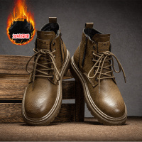 新款秋季马丁靴男英伦复古风加绒高帮工装靴休闲男士保暖男鞋