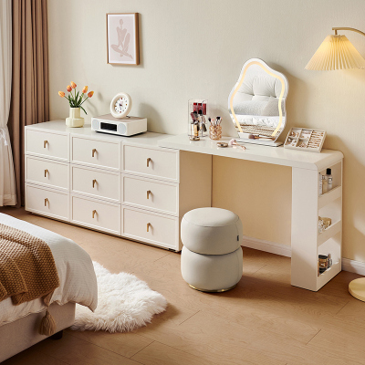 全友家居梳妆台斗柜一体可伸缩转角电脑桌书桌床尾收纳储物柜子