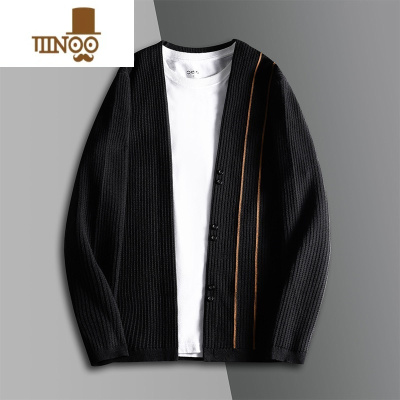 YANXU男士针织衫开衫外套V领韩版潮牌修身休闲秋装上衣毛衣男潮