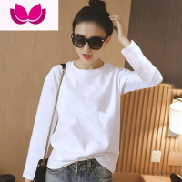 七斓春装上新2023美式复古t恤女长袖正肩体恤白色内搭打底衫上衣