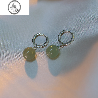 JiMi和田玉耳环女S925银轻奢养耳2022新款夏显瘦养耳