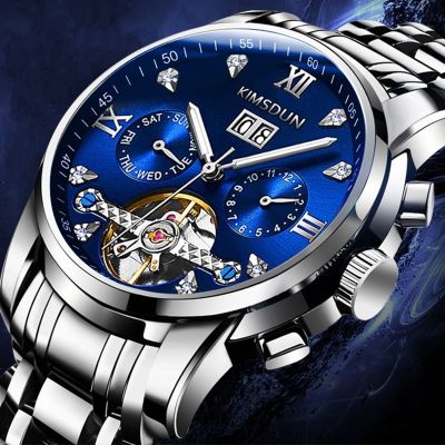 铭侣机械表男新款钢带男士手表男自动机械表夜光防水日历简约大表盘男表