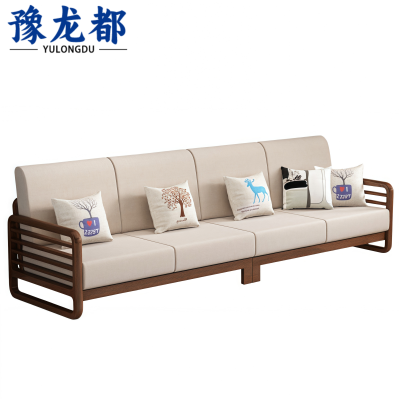 豫龙都实木沙发四人张