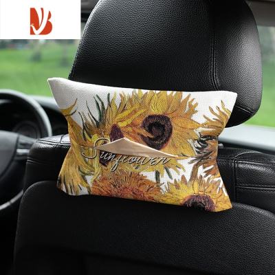 三维工匠梵高油画美式车载纸巾盒抽纸盒车内挂式纸巾套扶手箱遮阳板通用奔 车载抽纸-梵高油画美式2