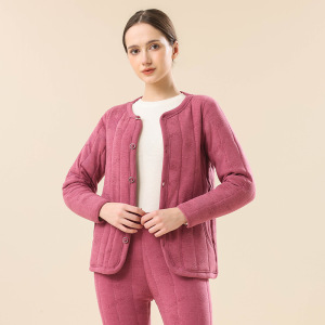中老年加绒加厚羊毛保暖内衣男冬季东北耐寒夹棉家居服开衫套装女