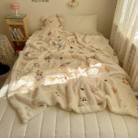 可爱猫咪羊羔绒牛奶绒休闲毛毯秋冬加厚珊瑚绒沙发盖毯少女午睡毯