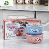 陶瓷套碗套装保鲜碗三件套礼盒装带盖礼品碗碟套装定制餐具家用批 FENGHOU 保鲜碗腊梅蓝粉(2套中号)礼盒