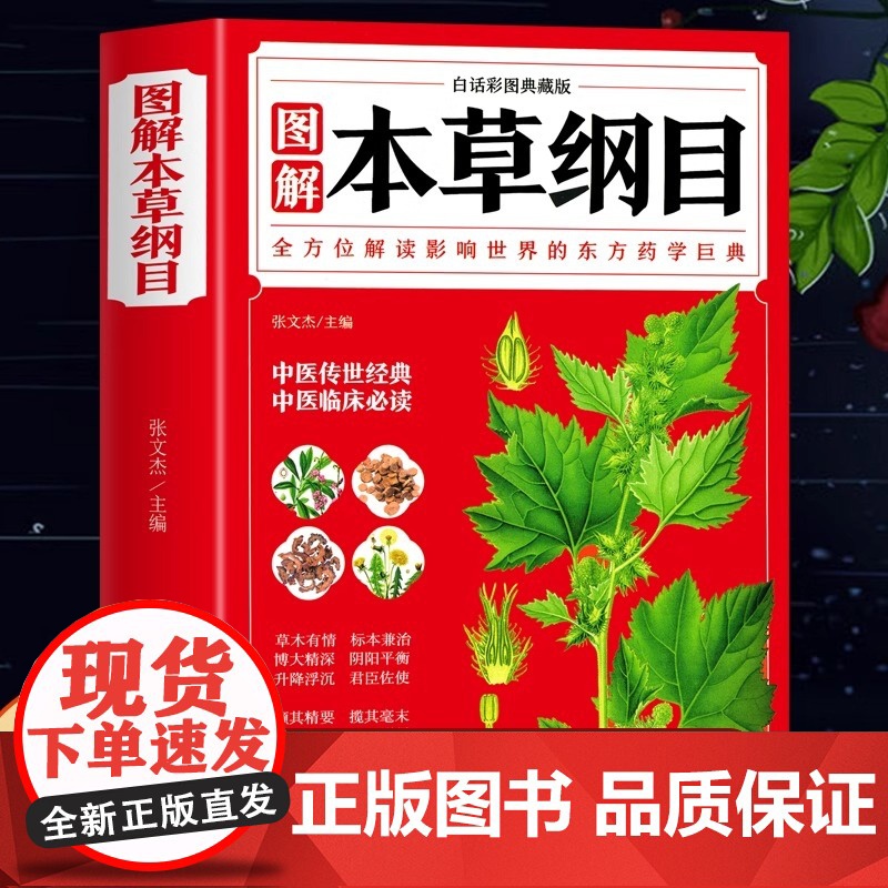 正版 本草纲目 李时珍 全彩图解白话文典藏版 中医基础理论中医书籍大全经典药方医药大全养生中草药全图鉴倪海厦中医书籍全套