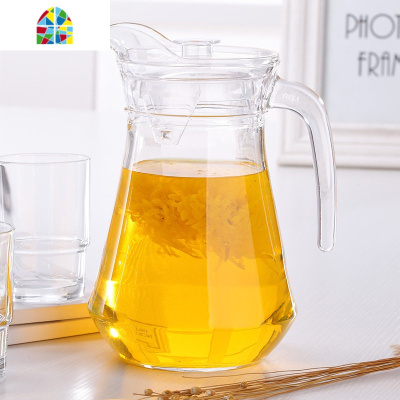 加厚大容量玻璃水壶 冷水壶饮料壶凉水壶果汁壶扎啤壶家用水瓶 FENGHOU 1.3升鸭嘴壶配6高杯