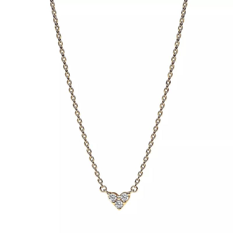 Pandora闪耀镀层心形锆石女士项链精致优雅饰品