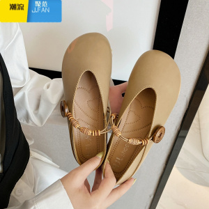 聚范软皮舒适玛丽珍单鞋女2024春季新款晚晚风温柔平底休闲复古豆豆鞋