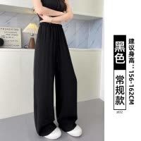 藏青色亚麻阔腿裤女新款夏季胖mm大码绝美裤子棉麻宽松休闲裤