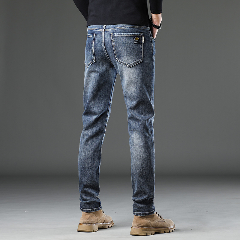 新塘牛仔裤男高端黑灰色百搭欧美风时尚轻奢潮感小直筒男士长裤子