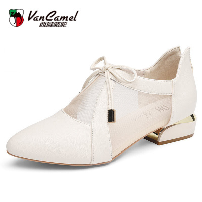 西域骆驼品牌女鞋妈妈鞋春秋款女鞋2021新款春季软底低跟网纱鞋子女单鞋