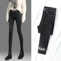 迪鲁奥(DILUAO)新款女装高腰涂层牛仔布裤女九分秋装2021年新款春季修身显瘦显高黑色工装裤女裤子